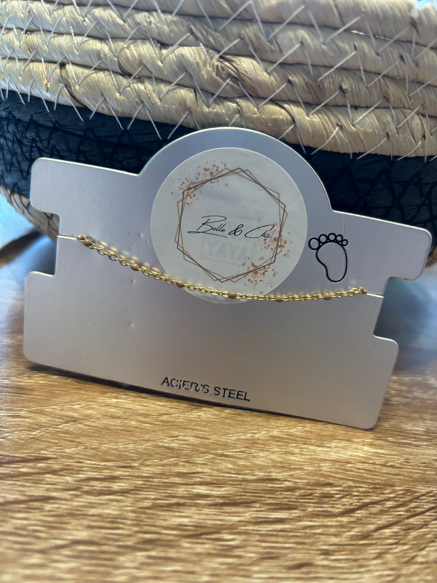 Chaîne de cheville beige