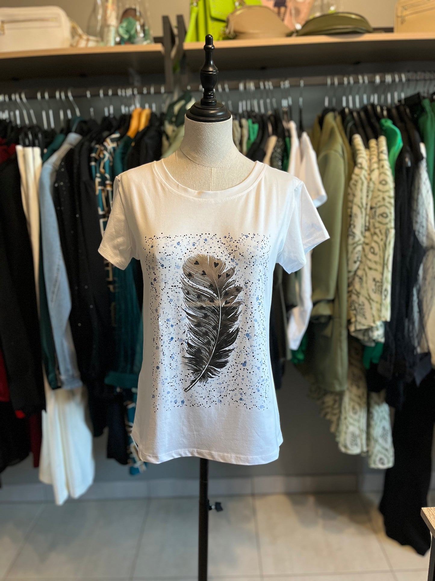 T-shirt bleu plume