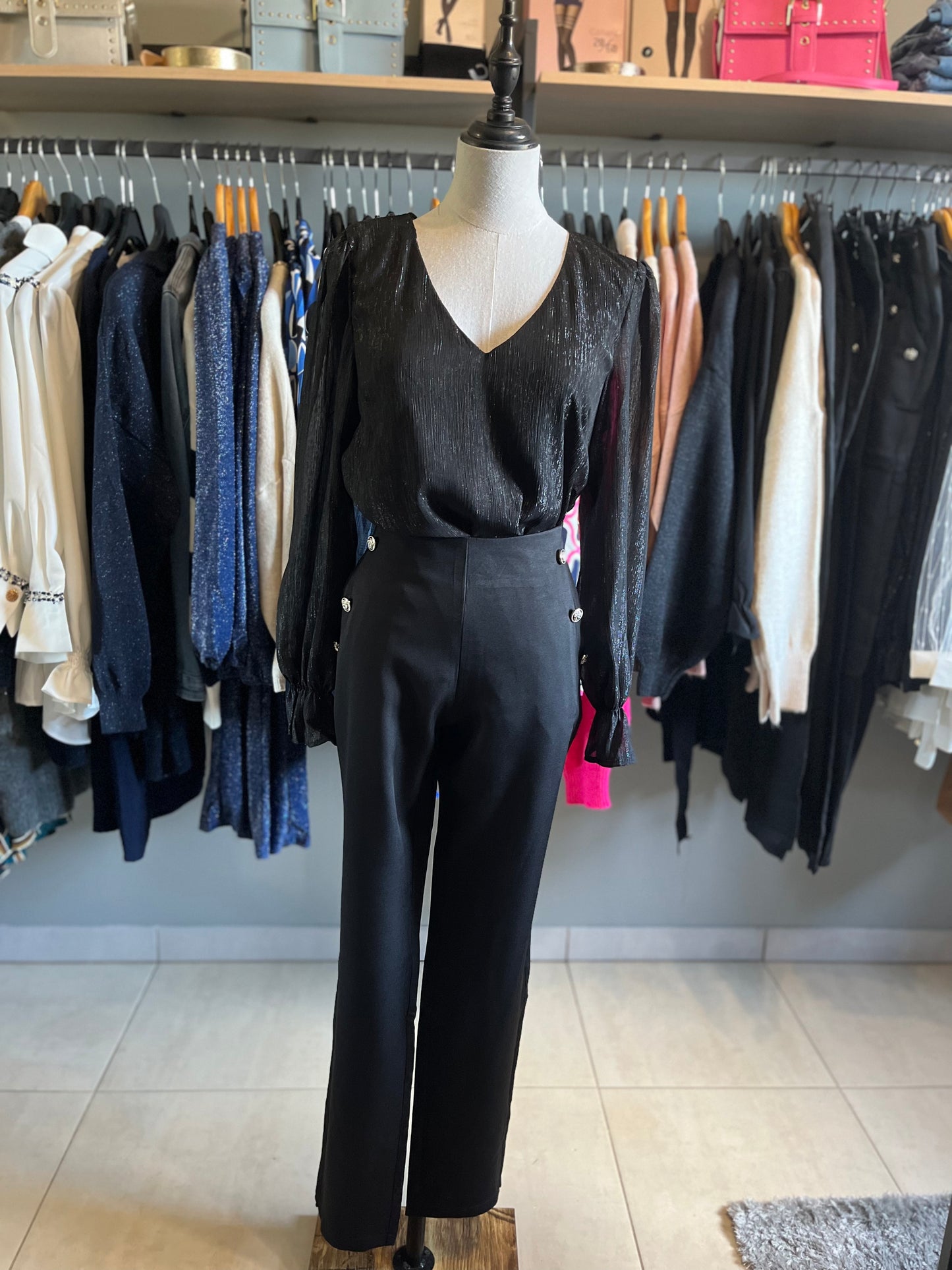 Pantalon tailleur noir