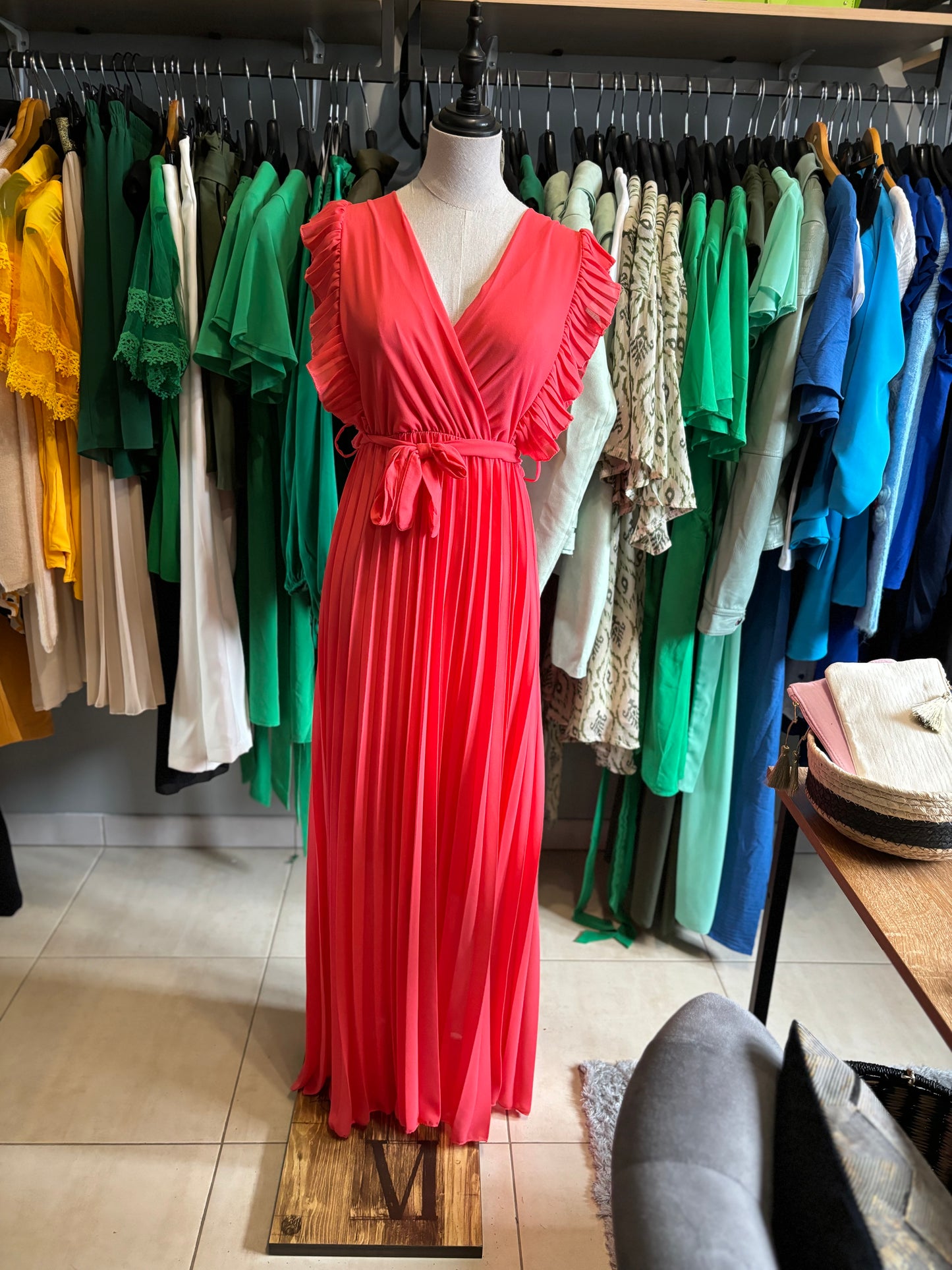 Robe longue corail