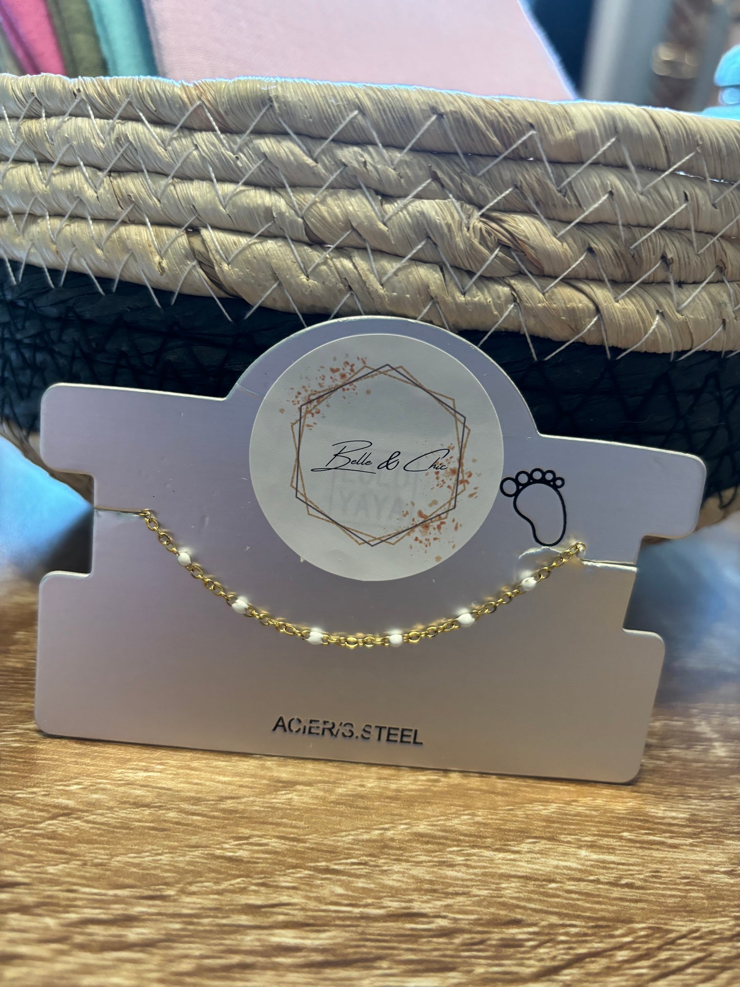 Chaîne de cheville blanc