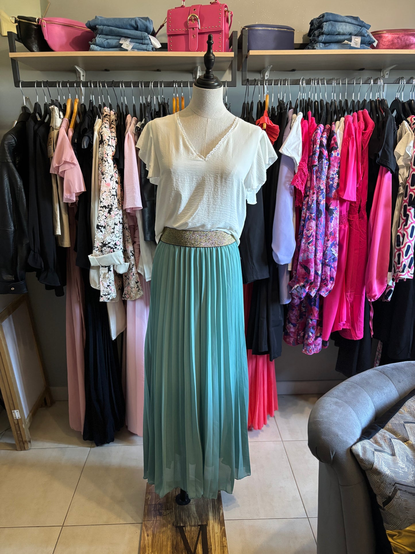 Jupe longue vert d'eau