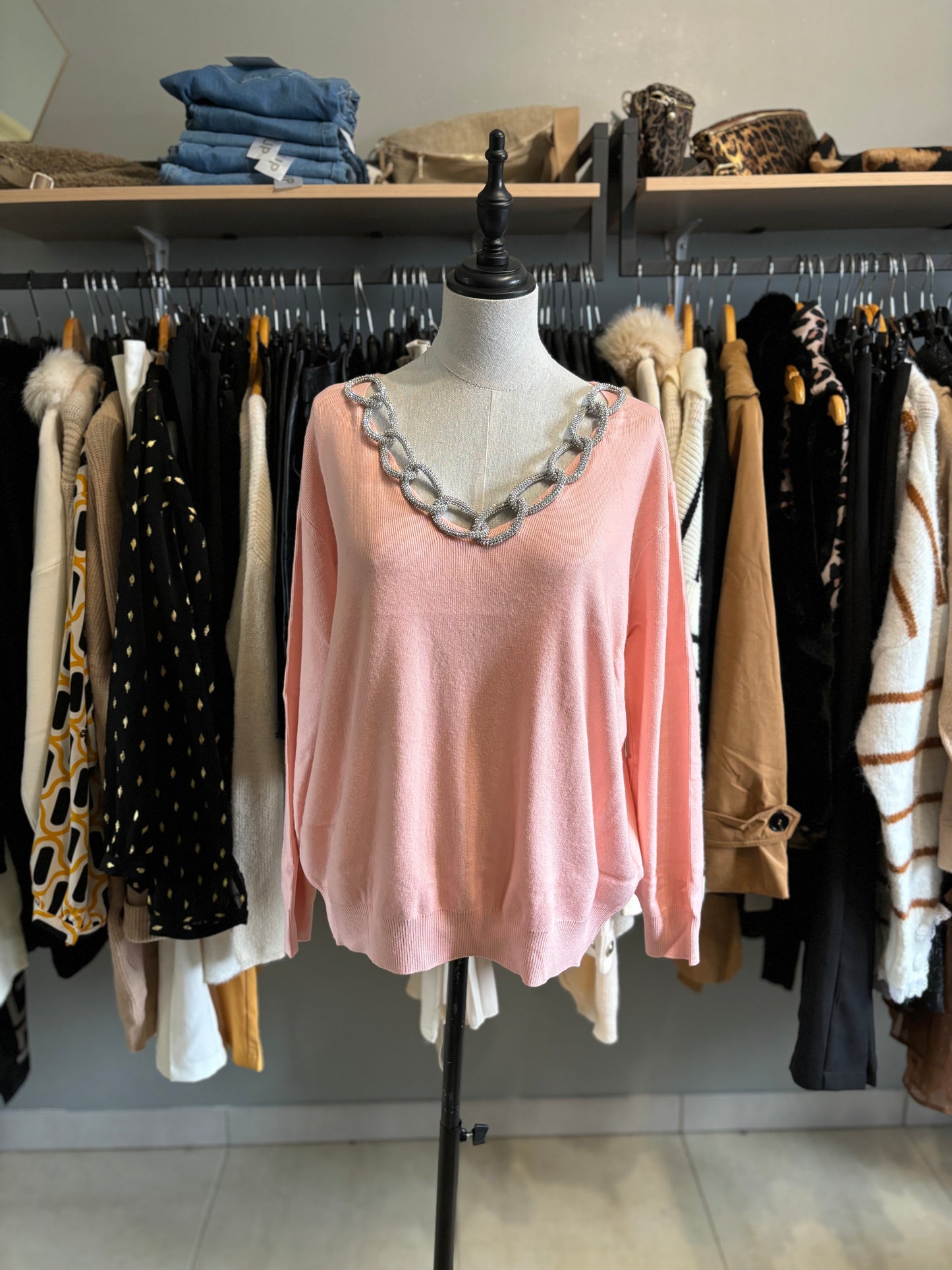 Pull bijou rose