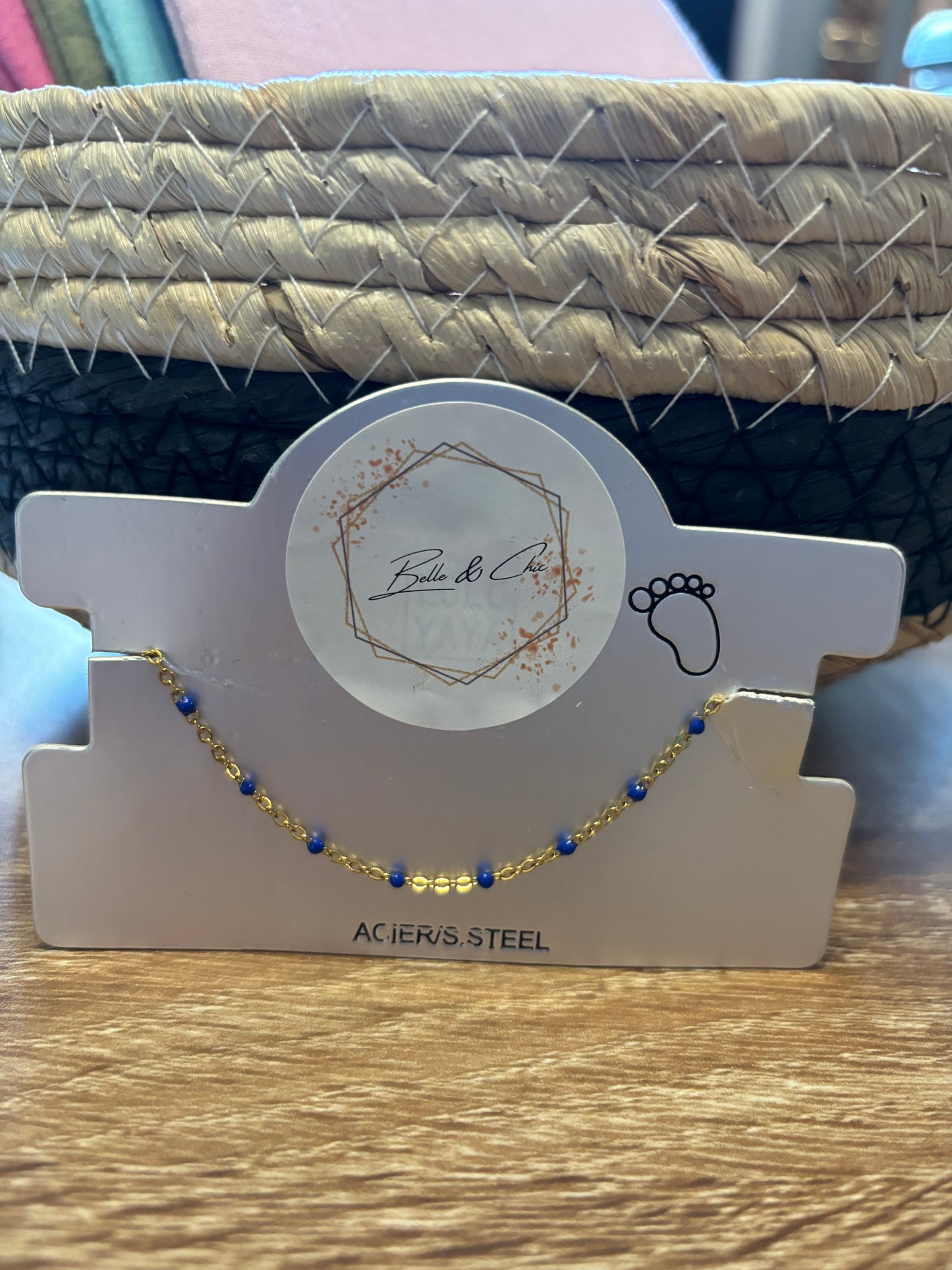 Chaîne de cheville bleu roi