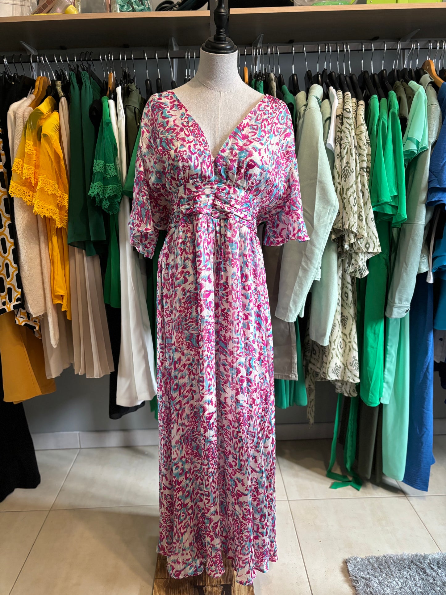 Robe longue bleu/rose