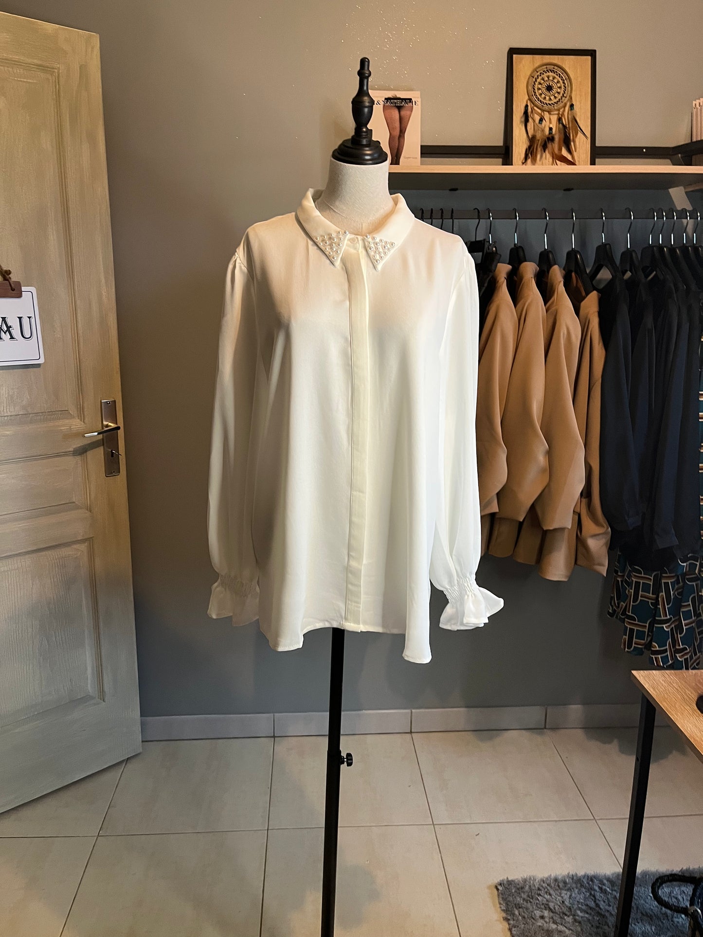 Chemisier perlé blanc