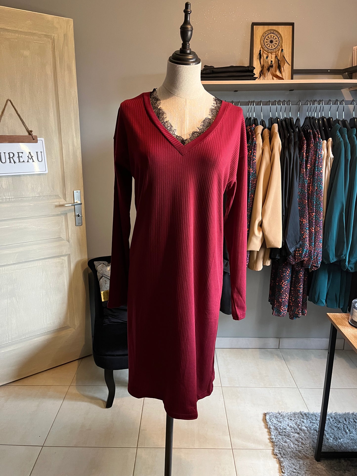 Robe pull bordeaux