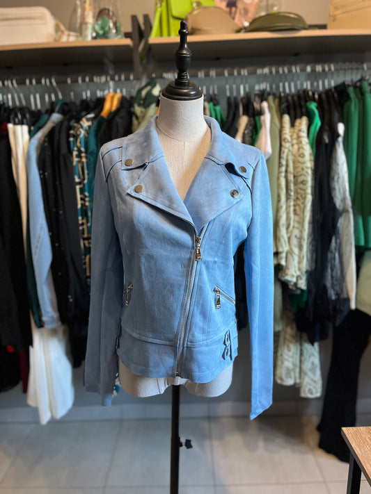 Veste suedine bleu