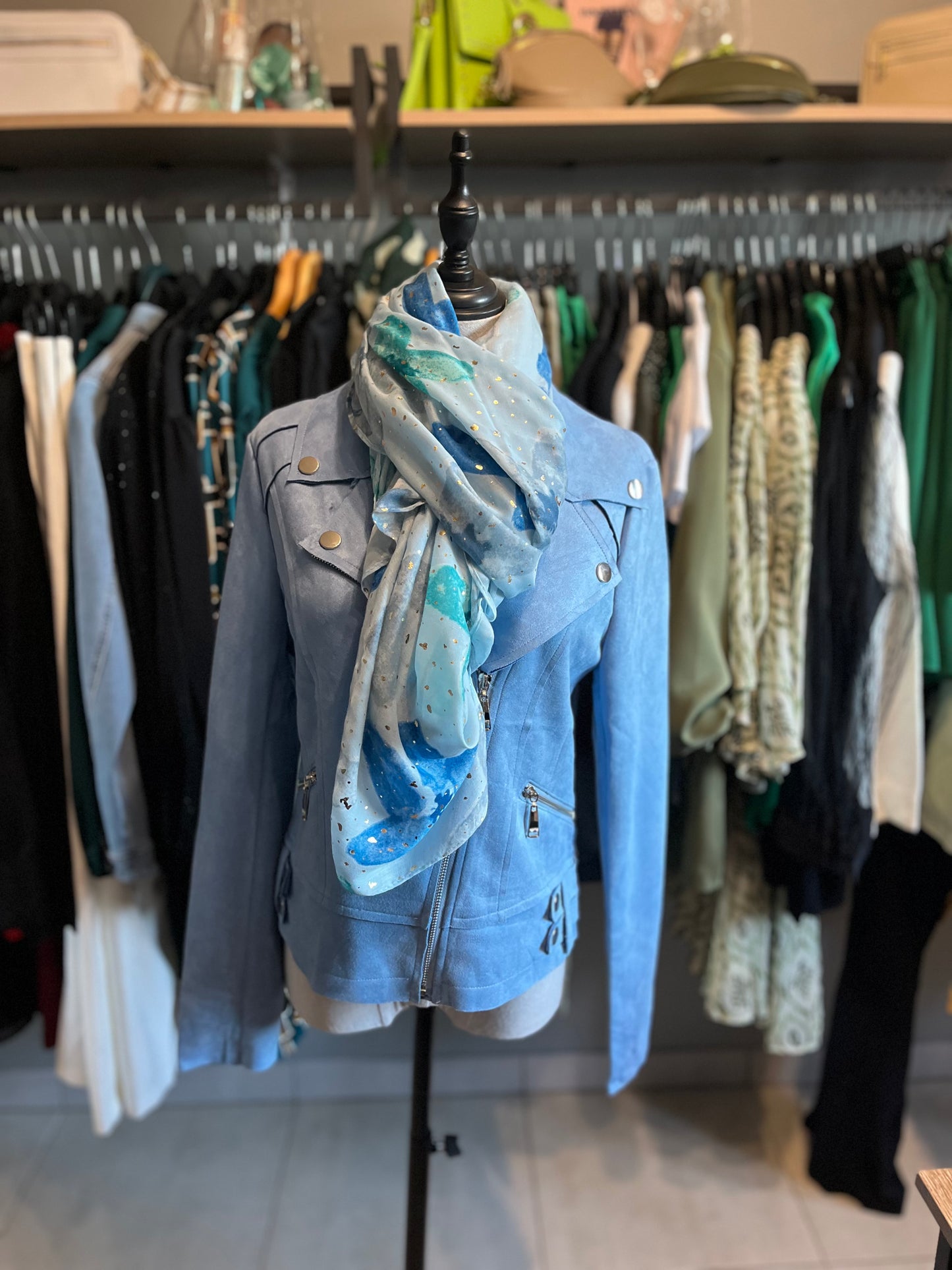 Veste suedine bleu