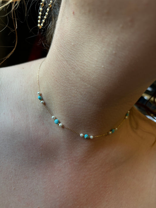 Collier perle turquoise