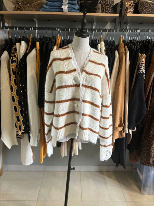 Gilet rayé Camel