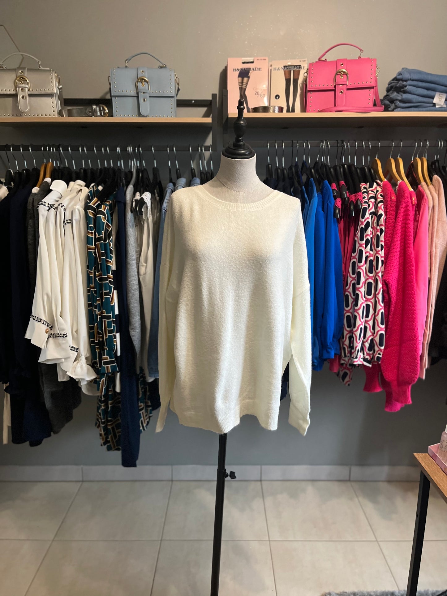 Pull dentelle blanc