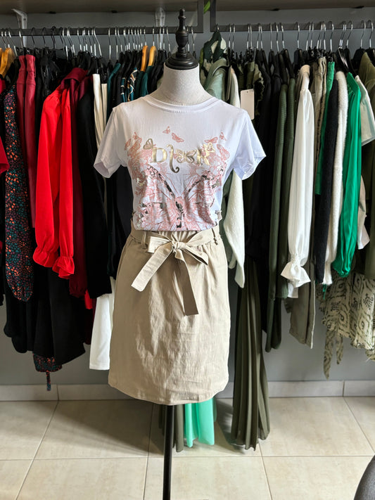 Jupe courte beige