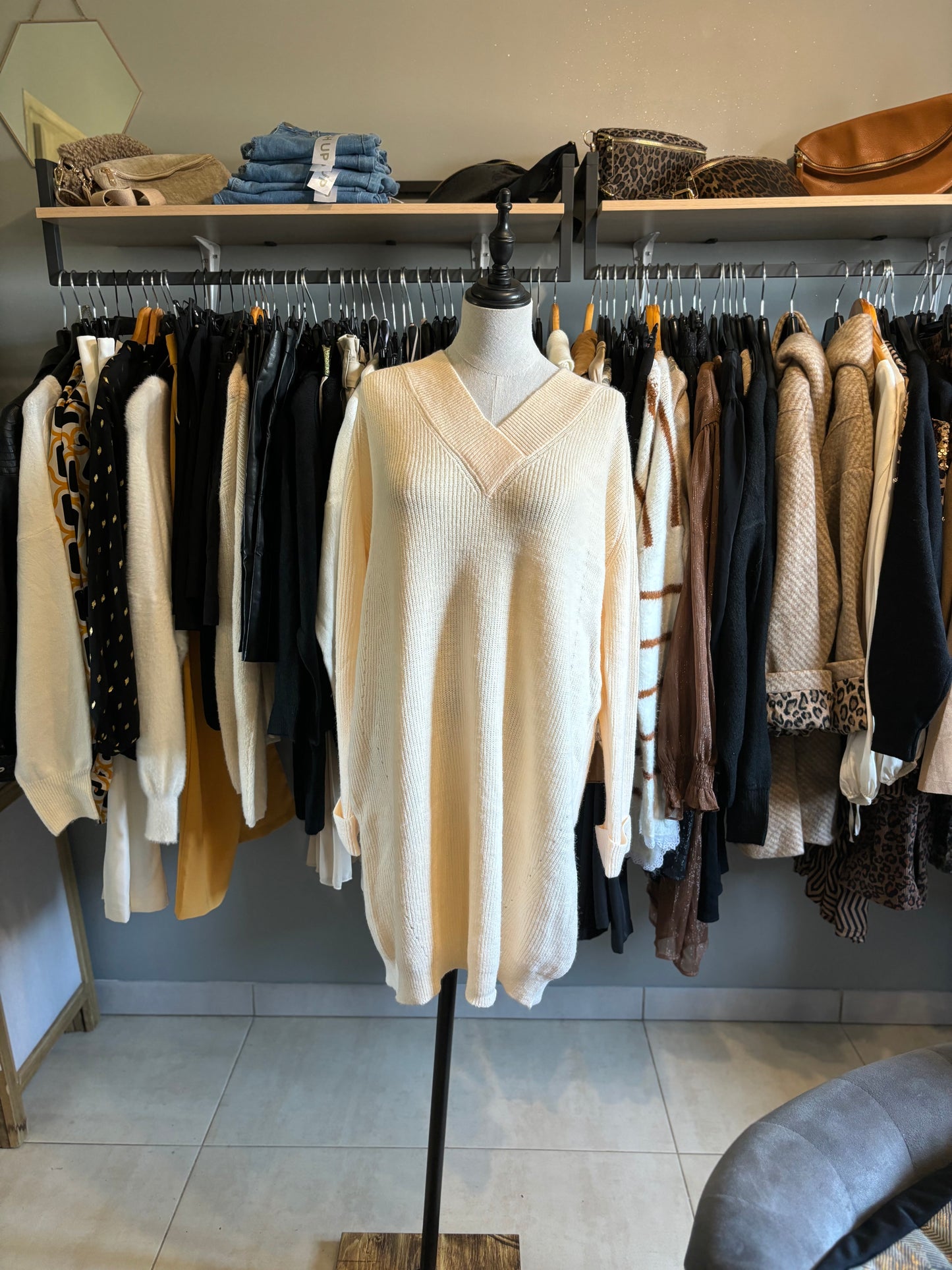 Robe pull beige/peche