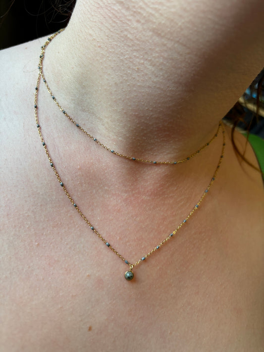 Collier double gris