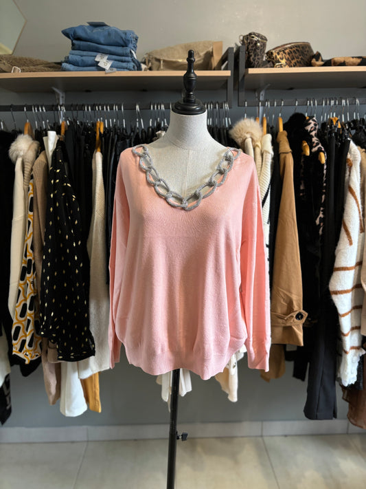 Pull bijou rose